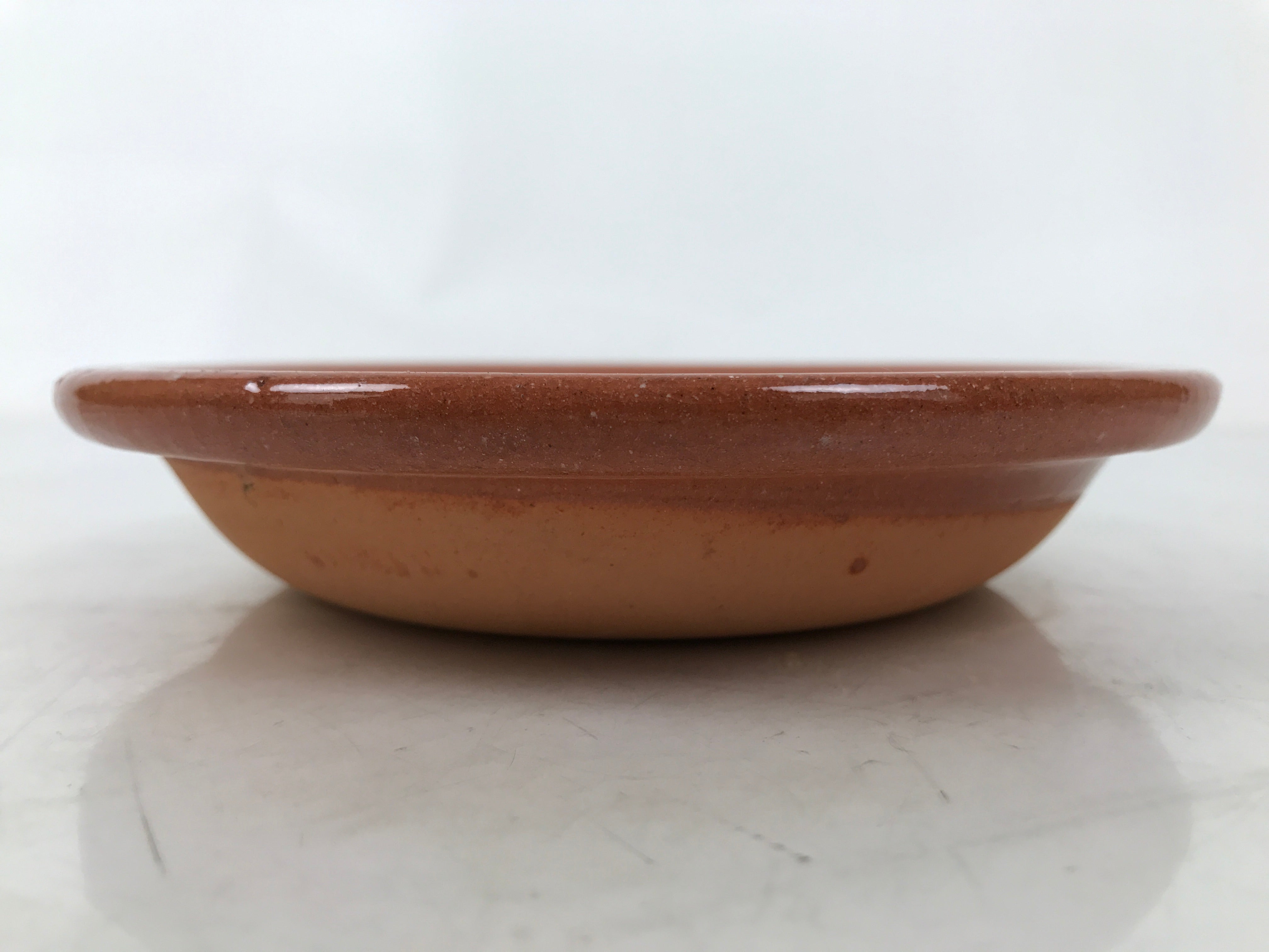 Japanese Glazed Clay Terracotta Small Plate Kozara Vtg Serving Dish Orange Y393
