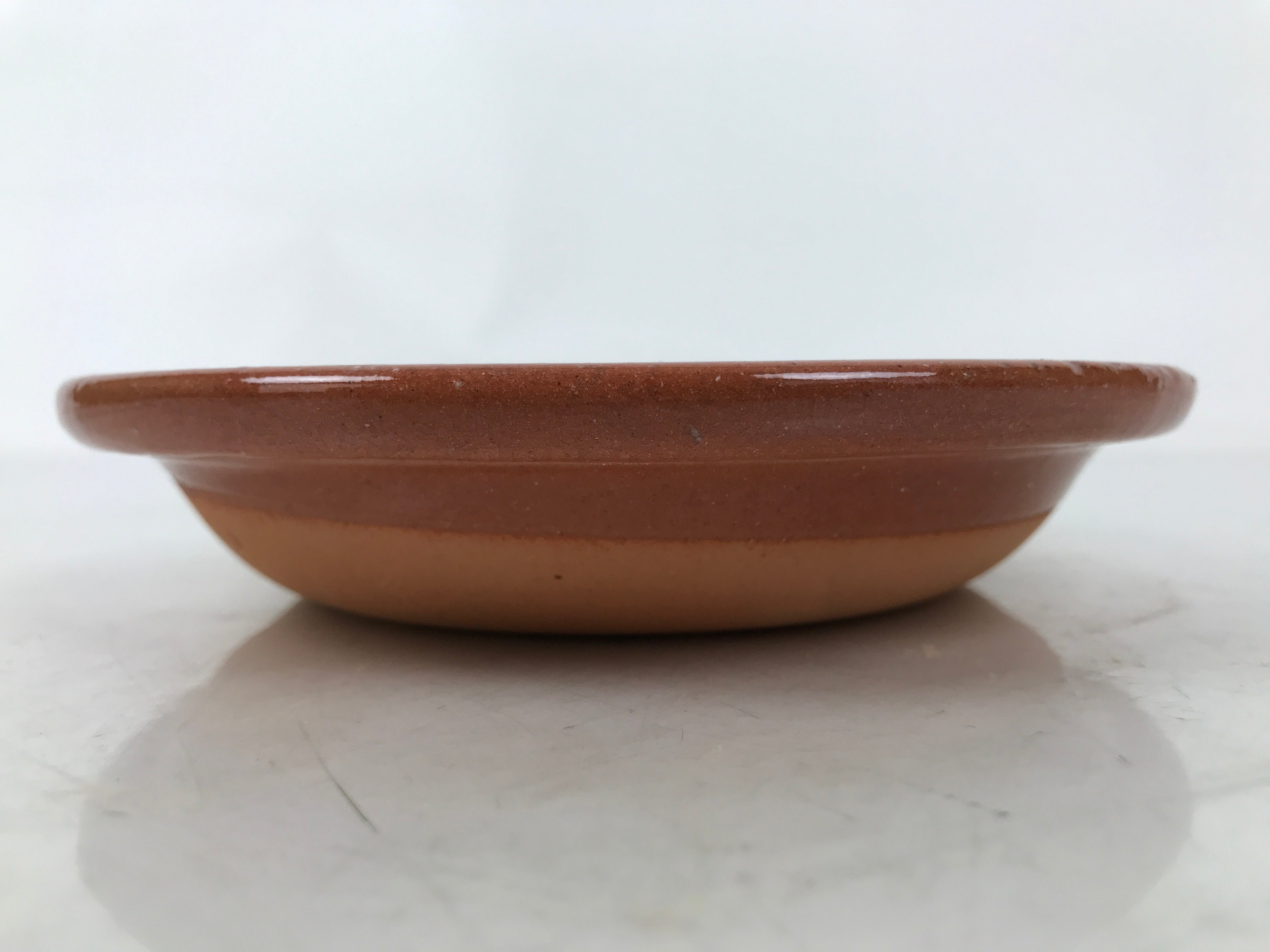 Japanese Glazed Clay Terracotta Small Plate Kozara Vtg Serving Dish Orange Y393