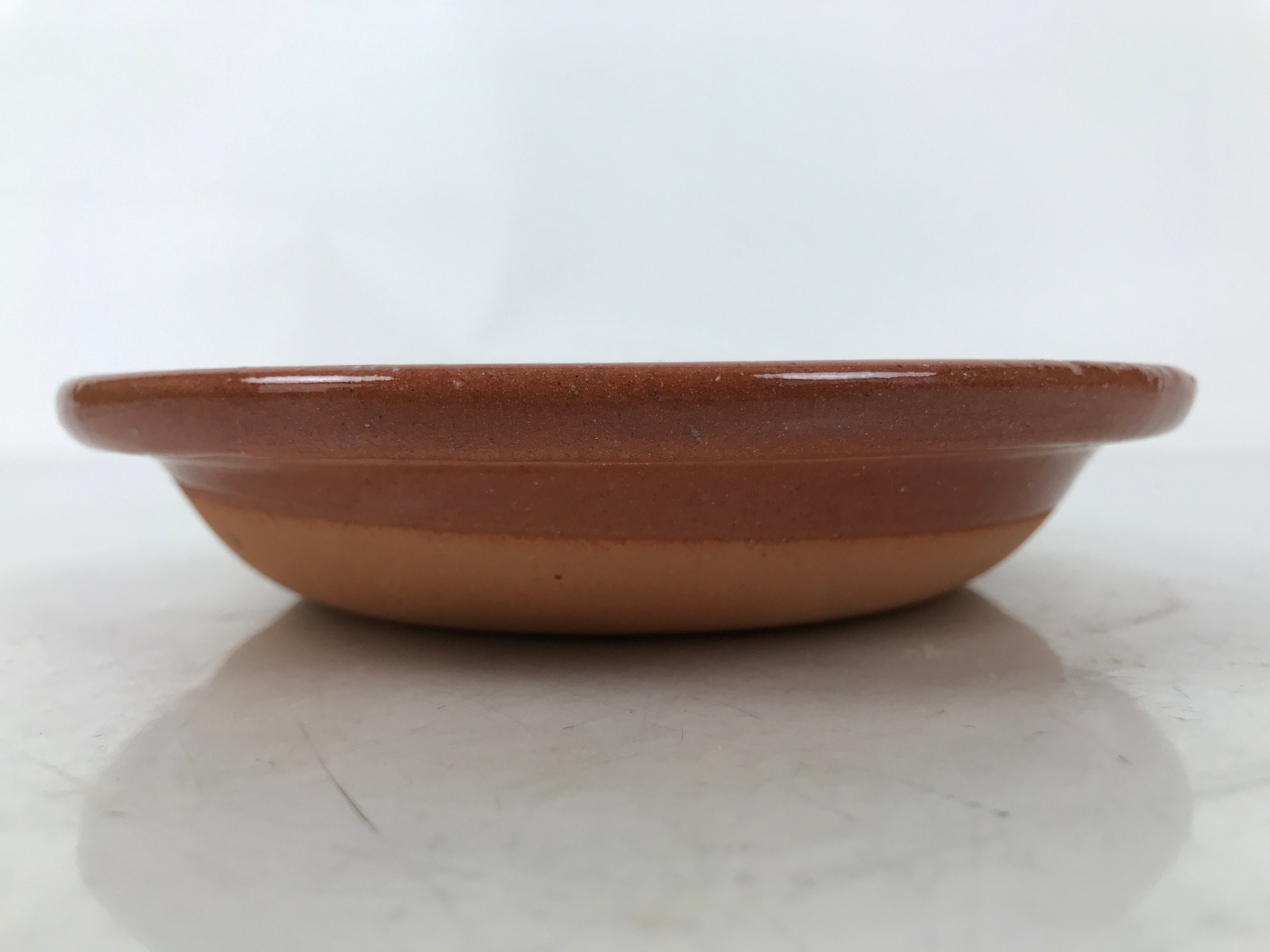 Japanese Glazed Clay Terracotta Small Plate Kozara Vtg Serving Dish Orange Y393