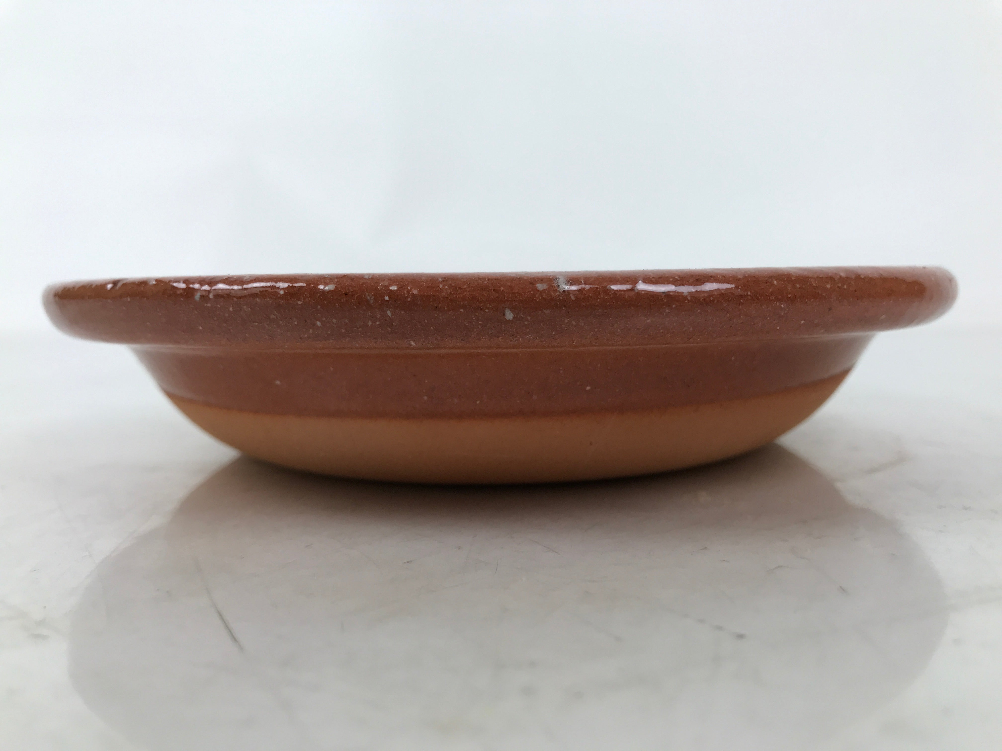 Japanese Glazed Clay Terracotta Small Plate Kozara Vtg Serving Dish Orange Y393