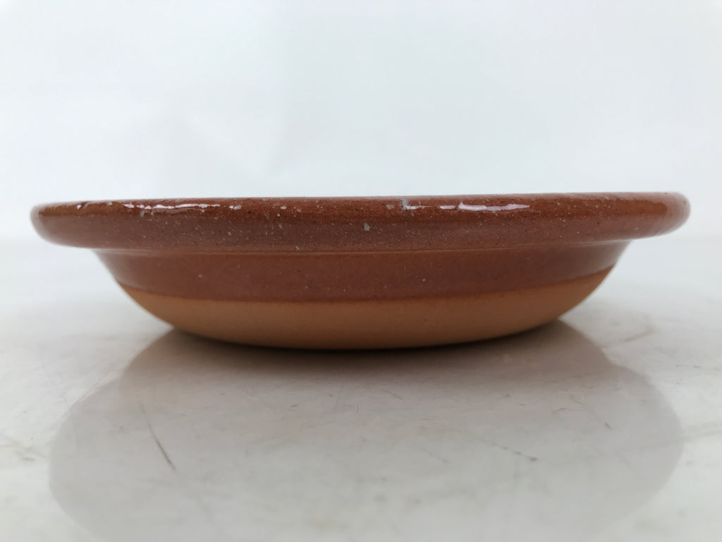 Japanese Glazed Clay Terracotta Small Plate Kozara Vtg Serving Dish Orange Y393