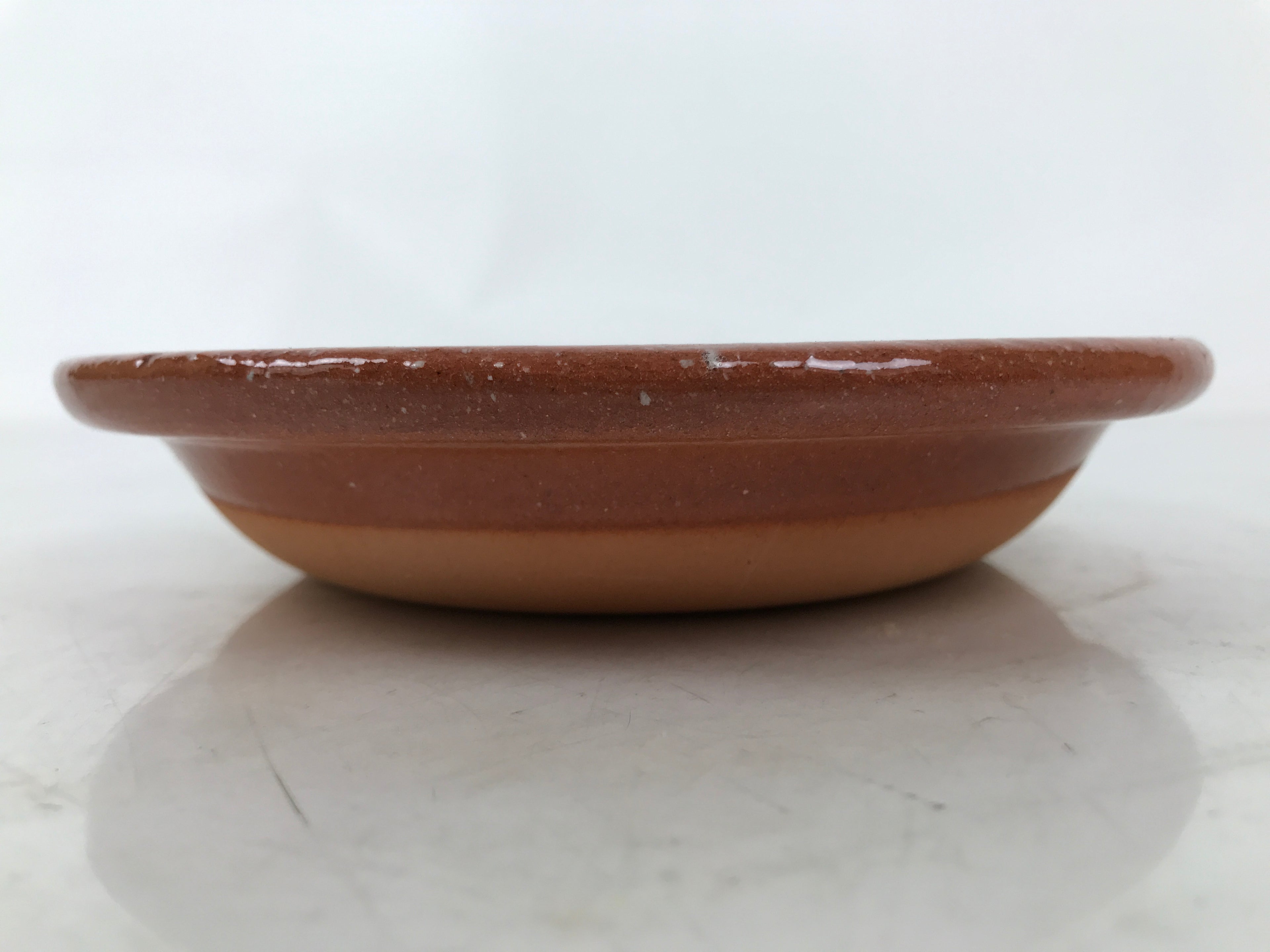 Japanese Glazed Clay Terracotta Small Plate Kozara Vtg Serving Dish Orange Y393