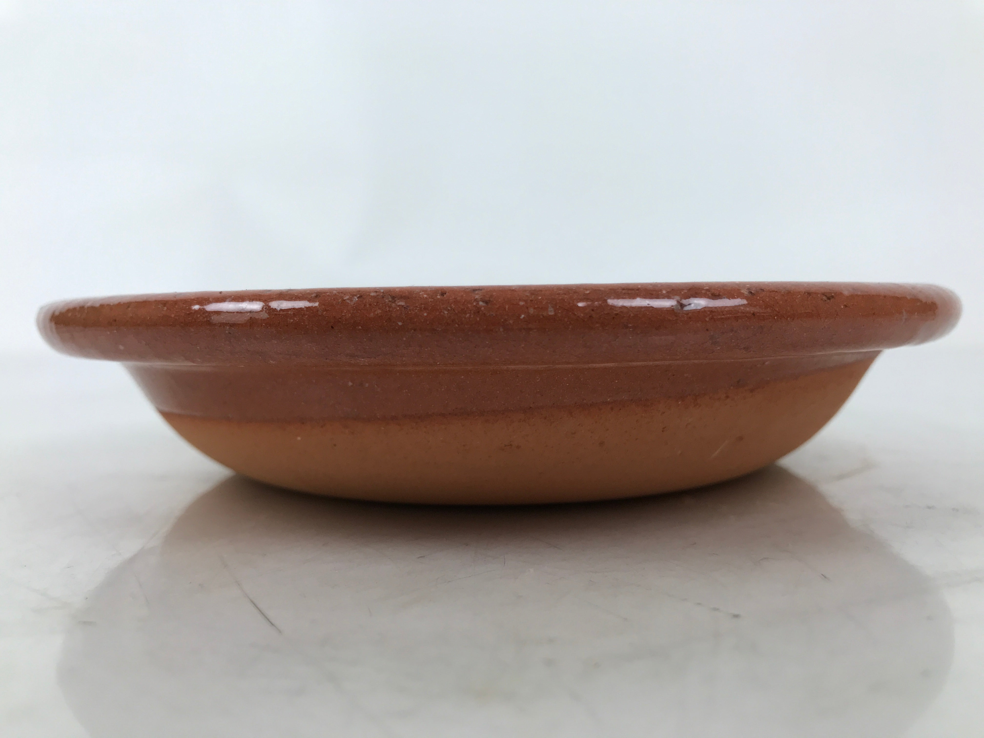 Japanese Glazed Clay Terracotta Small Plate Kozara Vtg Serving Dish Orange Y393