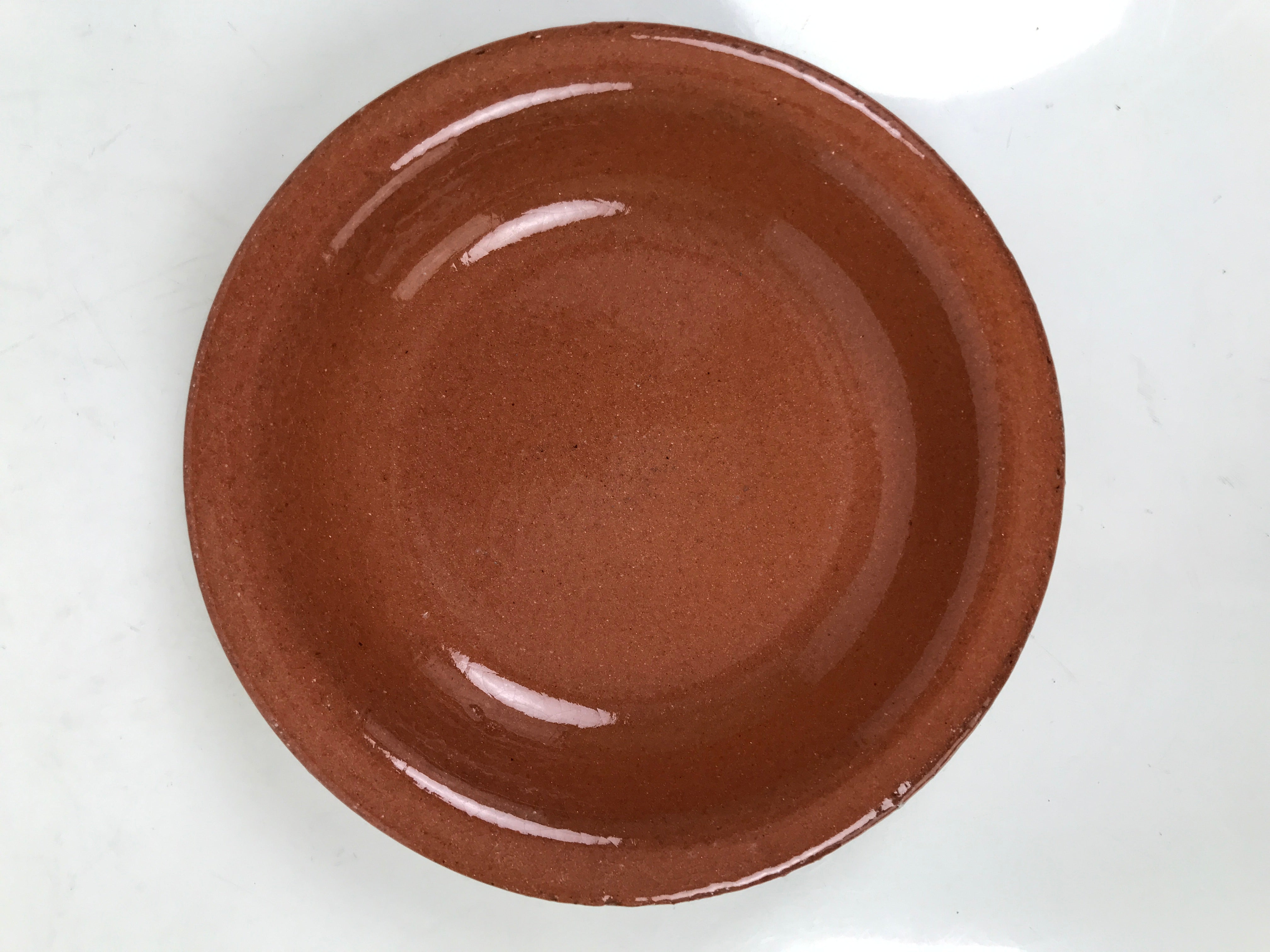 Japanese Glazed Clay Terracotta Small Plate Kozara Vtg Serving Dish Orange Y393