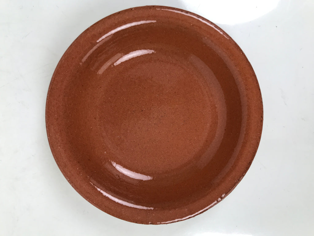 Japanese Glazed Clay Terracotta Small Plate Kozara Vtg Serving Dish Orange Y393