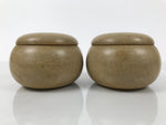 Japanese Go Stone Goishi Game Pieces Set Vtg Igo Brown Resin Bowls Glass GO102