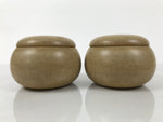 Japanese Go Stone Goishi Game Pieces Set Vtg Igo Brown Resin Bowls Glass GO102