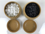 Japanese Go Stone Goishi Game Pieces Set Vtg Igo Brown Resin Bowls Glass GO102