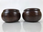 Japanese Go Stone Goishi Game Pieces Set Vtg Igo Brown Resin Bowls Shell GO97
