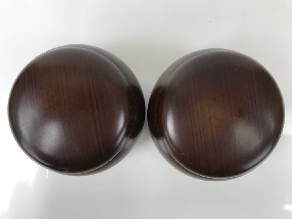 Japanese Go Stone Goishi Game Pieces Set Vtg Igo Brown Resin Bowls Shell GO97