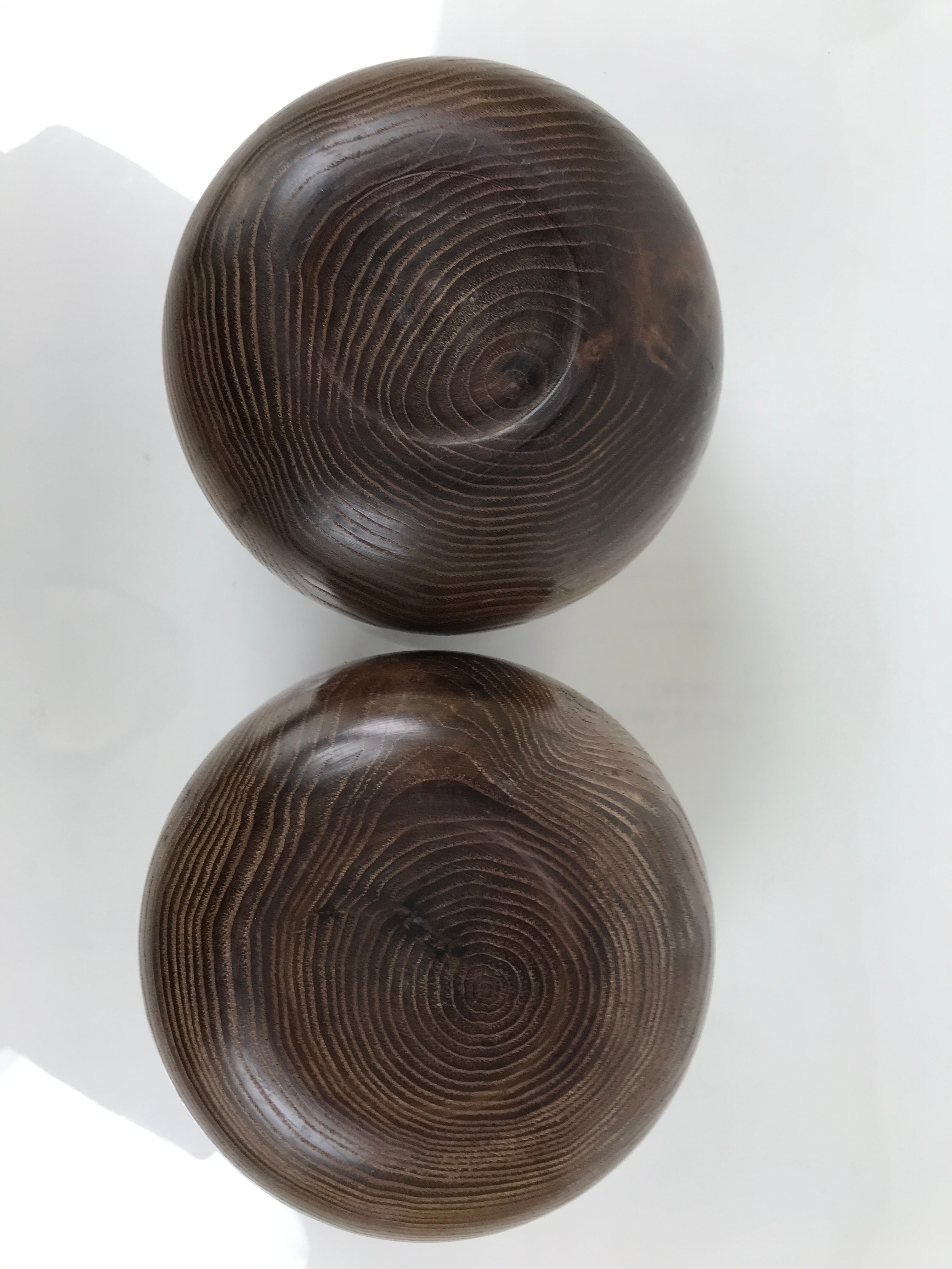 Japanese Go Stone Goishi Game Pieces Set Vtg Igo Brown Wood Bowls Glass GO104