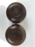 Japanese Go Stone Goishi Game Pieces Set Vtg Igo Brown Wood Bowls Glass GO104