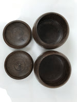Japanese Go Stone Goishi Game Pieces Set Vtg Igo Brown Wood Bowls Glass GO104