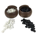 Japanese Go Stone Goishi Game Pieces Set Vtg Igo Brown Wood Bowls Glass GO104