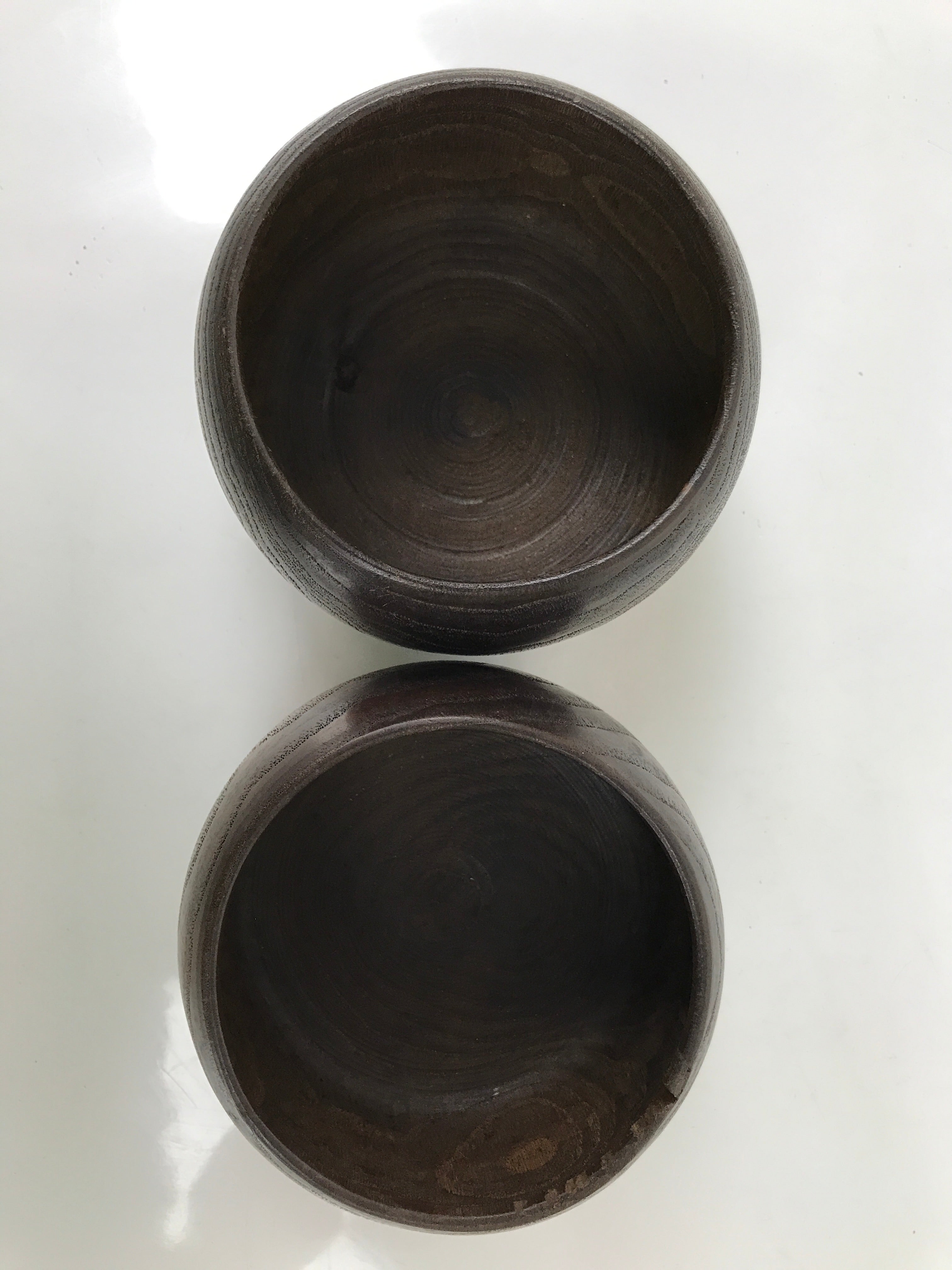 Japanese Go Stone Goishi Game Pieces Set Vtg Igo Brown Wood Bowls Glass GO98