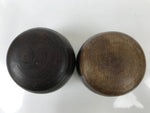 Japanese Go Stone Goishi Game Pieces Set Vtg Igo Brown Wood Bowls Glass GO98