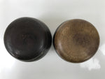 Japanese Go Stone Goishi Game Pieces Set Vtg Igo Brown Wood Bowls Glass GO98