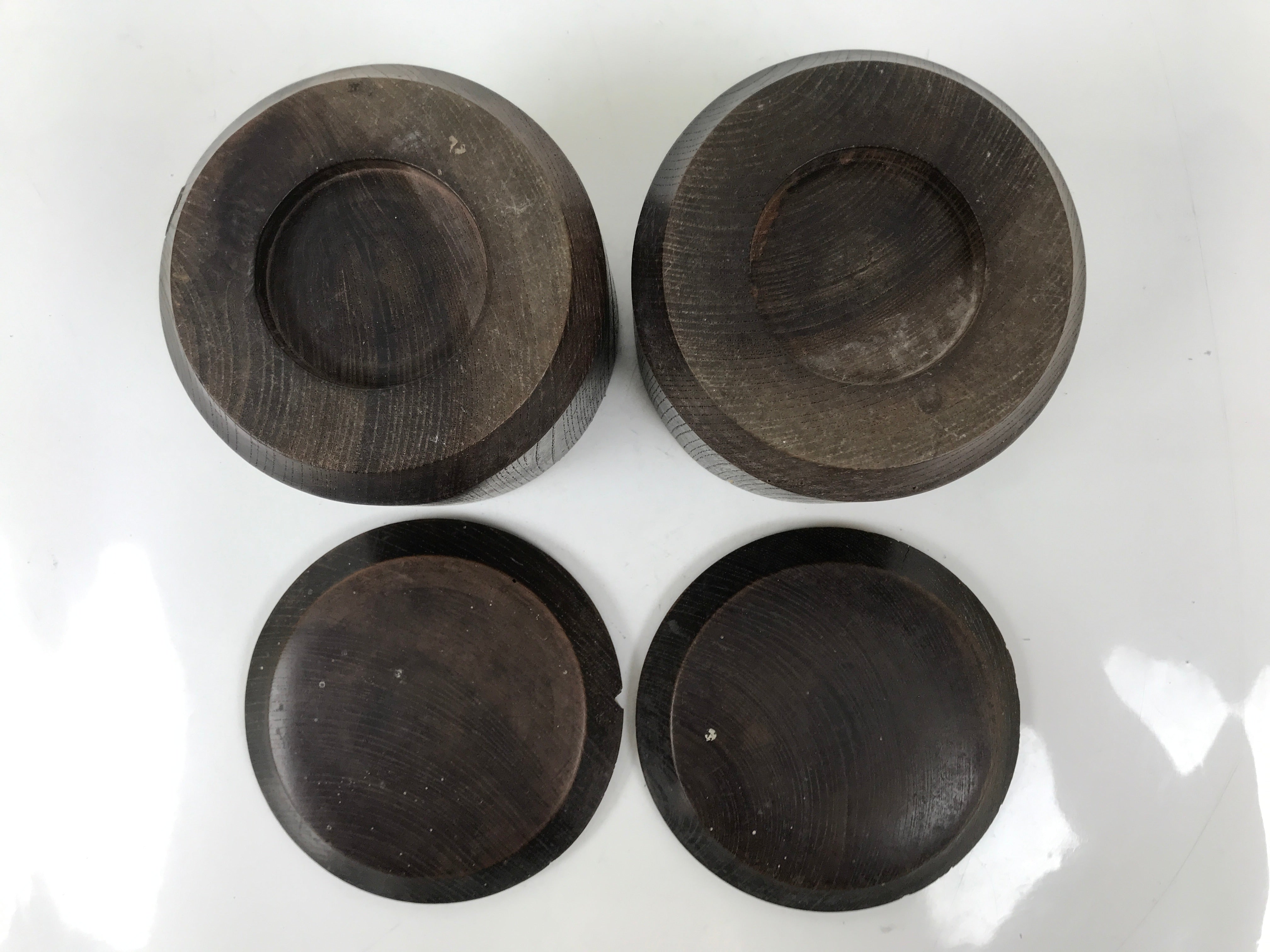 Japanese Go Stone Goishi Game Pieces Set Vtg Igo Brown Wood Bowls Shell GO101