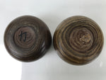 Japanese Go Stone Goishi Game Pieces Set Vtg Igo Brown Wooden Bowls Shell GO93