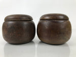 Japanese Go Stone Goishi Game Pieces Set Vtg Igo Brown Wooden Bowls Shell GO93