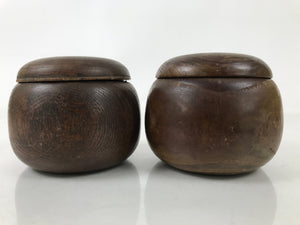 Japanese Go Stone Goishi Game Pieces Set Vtg Igo Brown Wooden Bowls Shell GO93