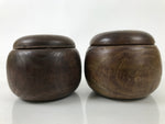 Japanese Go Stone Goishi Game Pieces Set Vtg Igo Brown Wooden Bowls Shell GO93