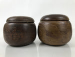 Japanese Go Stone Goishi Game Pieces Set Vtg Igo Brown Wooden Bowls Shell GO93