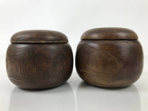 Japanese Go Stone Goishi Game Pieces Set Vtg Igo Brown Wooden Bowls Shell GO93