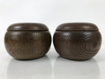 Japanese Go Stone Goishi Game Pieces Set Vtg Igo Brown Wooden Bowls Shell GO94