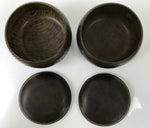 Japanese Go Stone Goishi Game Pieces Set Vtg Igo Brown Wooden Bowls Shell GO94