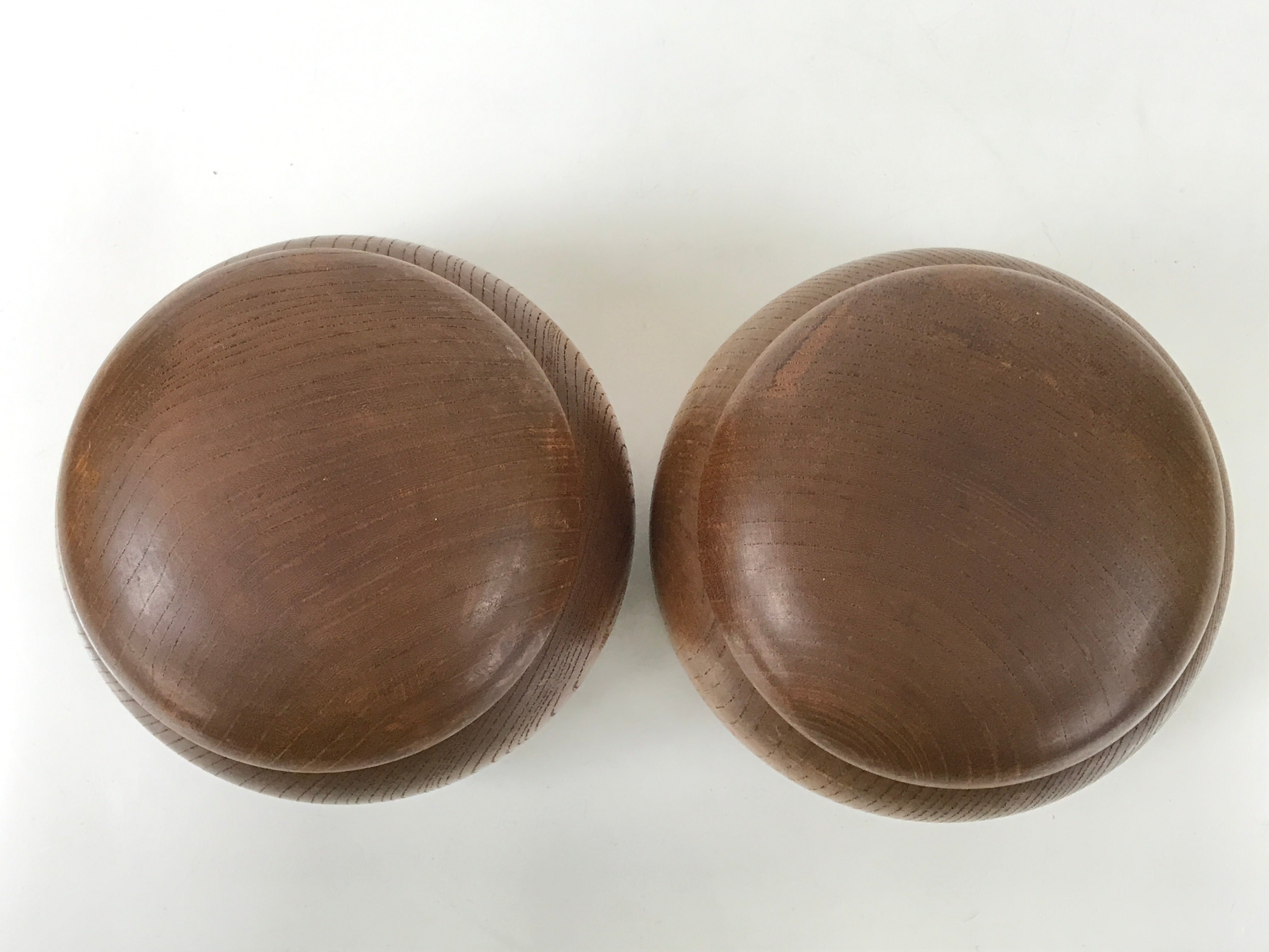 Japanese Go Stone Goishi Game Pieces Set Vtg Igo Brown Wooden Bowls Shell GO95