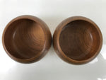 Japanese Go Stone Goishi Game Pieces Set Vtg Igo Brown Wooden Bowls Shell GO95