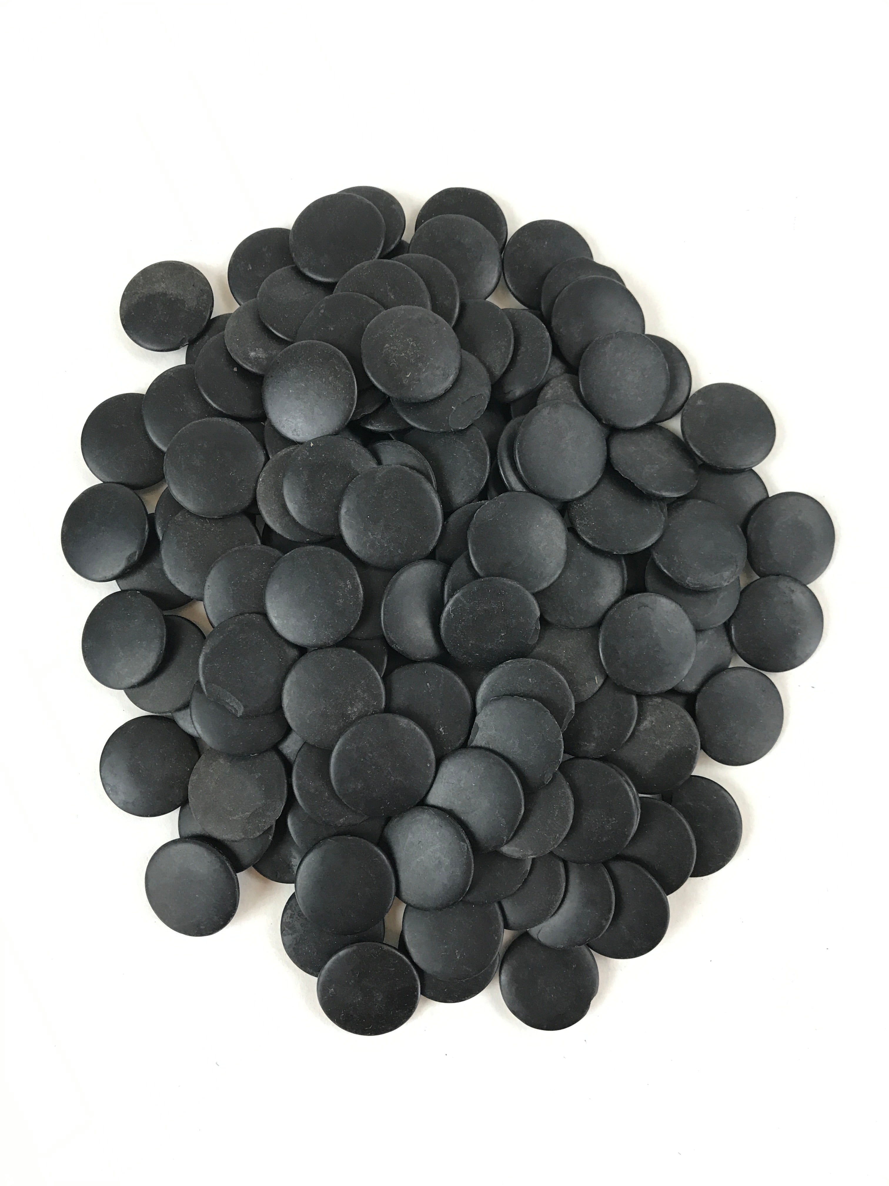 Japanese Go Stone Goishi Game Pieces Vtg Black Plastic Bowls Shell Stone GO85