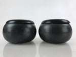 Japanese Go Stone Goishi Game Pieces Vtg Black Plastic Bowls Shell Stone GO85