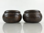 Japanese Go Stone Goishi Game Pieces Vtg Brown Plastic Bowls Glass GO84