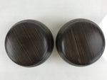 Japanese Go Stone Goishi Game Pieces Vtg Brown Plastic Bowls Glass GO84