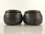 Japanese Go Stone Goishi Game Pieces Vtg Brown Wood Bowls Stone Shell GO83