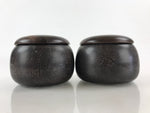 Japanese Go Stone Goishi Game Pieces Vtg Brown Wood Bowls Stone Shell GO83