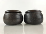 Japanese Go Stone Goishi Game Pieces Vtg Brown Wood Bowls Stone Shell GO83