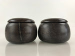 Japanese Go Stone Goishi Game Pieces Vtg Brown Wood Bowls Stone Shell GO83
