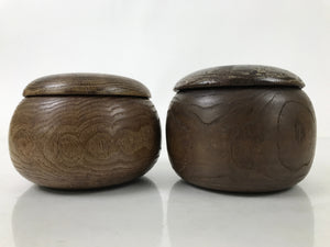 Japanese Go Stone Goishi Game Pieces Vtg Igo Brown Wood Bowls Glass Shell GO96