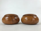 Japanese Go Stone Goishi Game Pieces Vtg Igo Brown Wooden Bowls Glass GO88