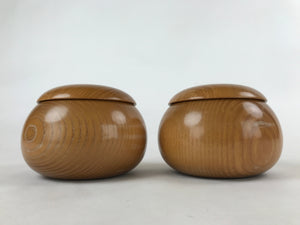 Japanese Go Stone Goishi Game Pieces Vtg Igo Brown Wooden Bowls Glass GO89