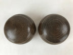Japanese Go Stone Goishi Game Pieces Vtg Igo Brown Wooden Bowls Glass GO91