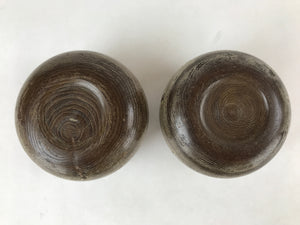 Japanese Go Stone Goishi Game Pieces Vtg Igo Brown Wooden Bowls Glass GO92