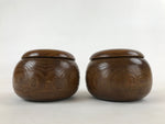 Japanese Go Stone Goishi Game Pieces Vtg Igo Brown Wooden Bowls Shell GO90