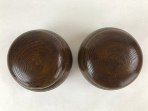 Japanese Go Stone Goishi Game Pieces Vtg Igo Brown Wooden Bowls Shell GO90