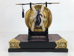 Japanese Gogatsu Ningyo Battle Hat Display Vtg Lacquered Stand Boys' Day ID577