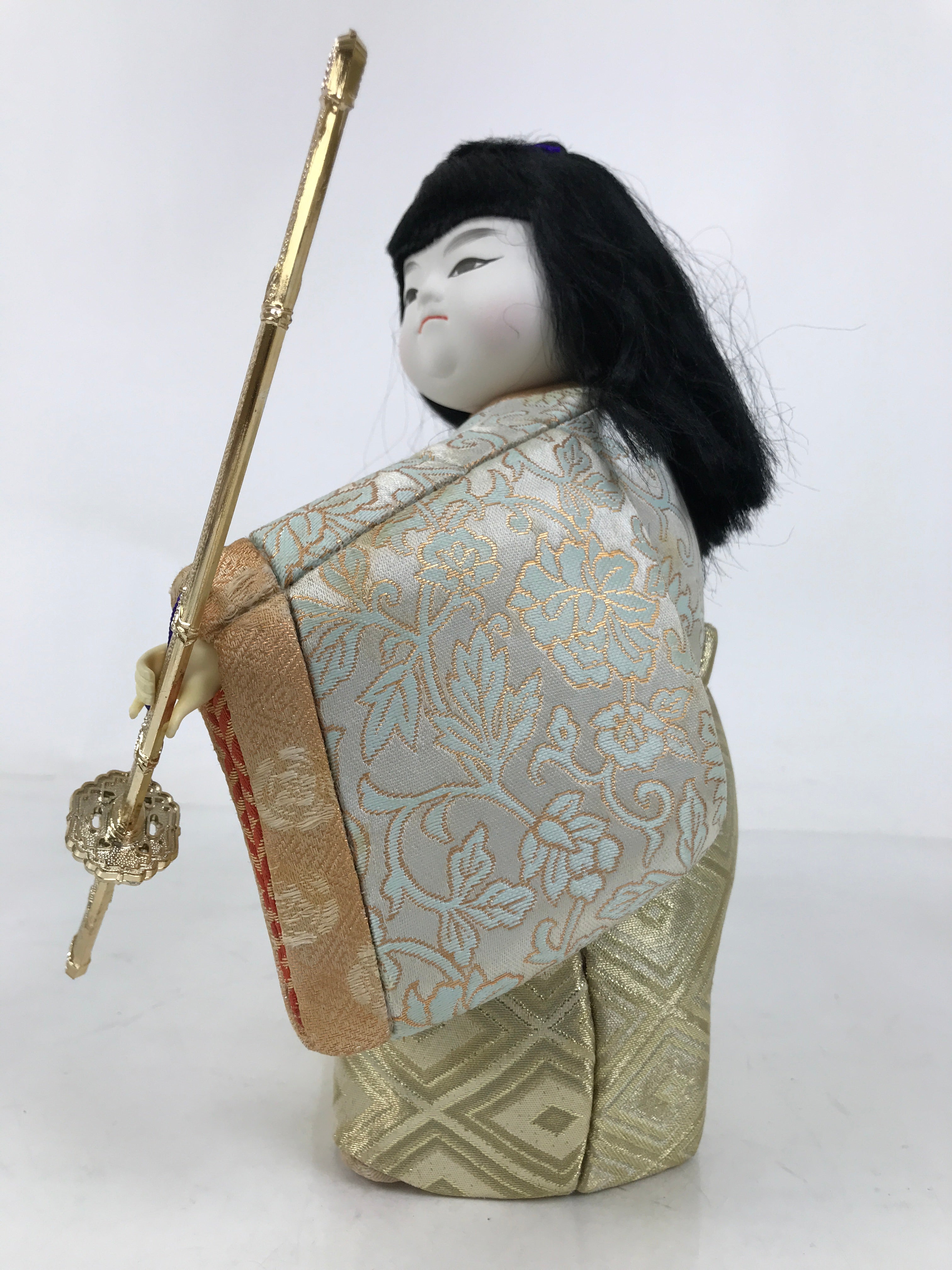 Japanese Gogatsu Ningyo Boy Festival Fabric Doll Kimekomi Kimono Sword Gold ST23
