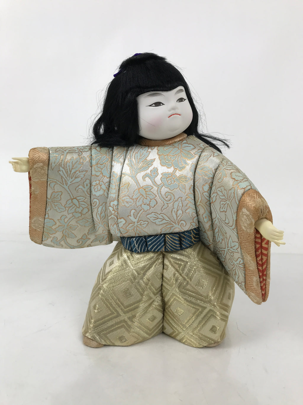 Japanese Gogatsu Ningyo Boy Festival Fabric Doll Kimekomi Kimono Sword Gold ST23